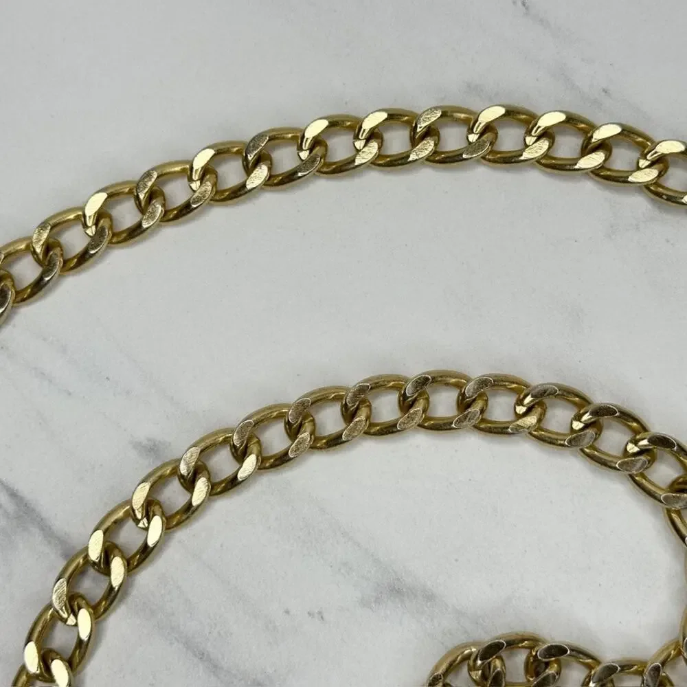 Guess Curb Chain Link Belt One Size (OS) Gold Tone G Logo Designer Y2K ✨